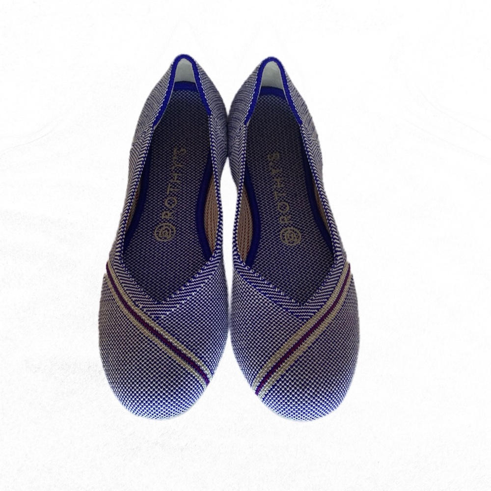 Rothy’s The Flat Round Toe Rare Blue With Reflective Stripe Size 8.5 - Picture 4 of 8